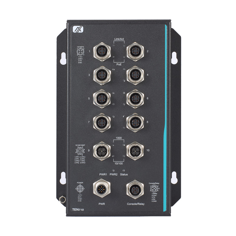 Thiết bị chuyển mạch (Switch) công nghiệp cho phương tiện vận tải EN 50155 & EN 45545-2 8 cổng Ethernet/PoE + 2 cổng Gigabit Ethernet Axiomtek TEN710MW